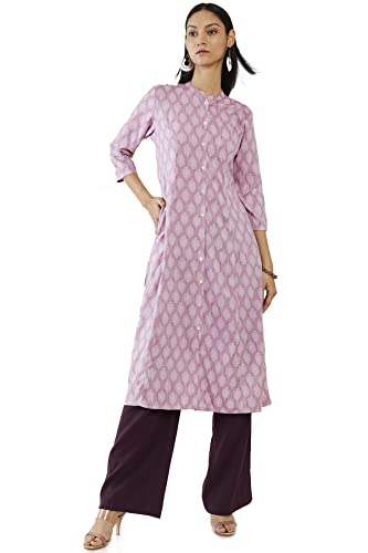 Soch Women Purple Rayon Printed Kurta(Purple_L)