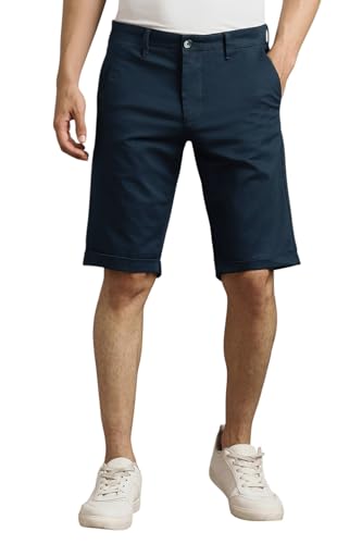 Louis Philippe Men Navy Textured Shorts