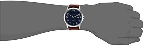 Timex Men's Easy Reader 38mm Watch - Silver-Tone Case Blue Dial with Brown Croco Leather Strap