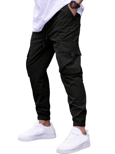 Tagdo MenS Regular Track Pants (Men-Cargo-5157-Black-32_Black