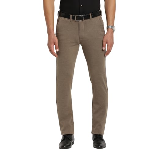 Turtle Men Knitted Ultra Slim Fit Brown Casual Trouser