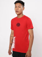 Bewakoof Official Marvel Merchandise Daredevil Mens Graphic Print Regular Fit Half Sleeve Round Neck Cotton T-Shirt_666432_Red_