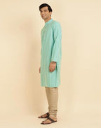 Fabindia MenS Cotton Woven Slim Kurta (1037165Aqua_Aqua