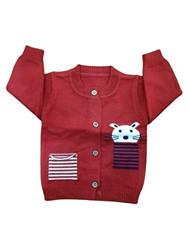 Tubination Kids Boy & Girls T Shirt Woolen Top Age 0 to 6 Month Red 0-6