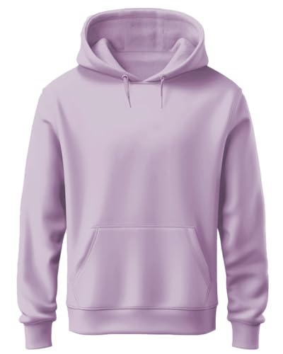 ADRO Men's Cotton Neck Hooded Sweatshirt (H24-PLN-PU_Lavendar