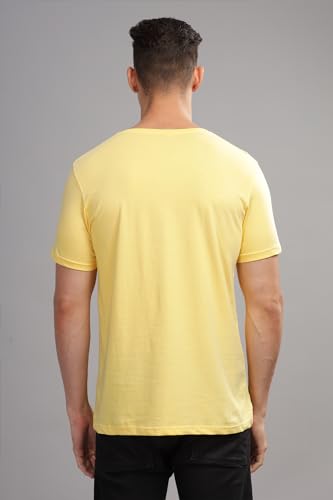 ADRO Tshirt for Men | Printed T Shirt for Men | 100% Cotton T-Shirt |Printed T Shirt | T-Shirts | RN24-POC-LY-M Light Yellow