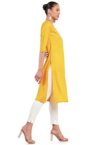 Soch Women Yellow Rayon Embellished Kurta