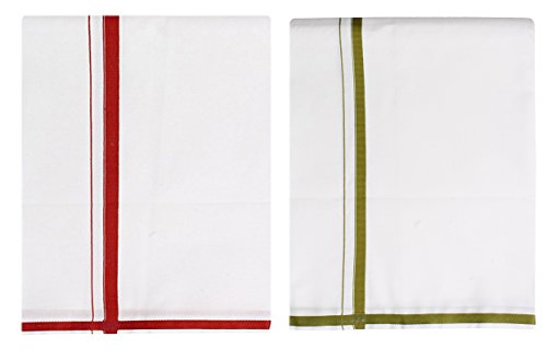 Prakasam Cotton Mens Fantacy Cotton Single (1.30X2.00 Meter) 2 Colour Combo Dhoti (Combo-3)