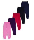 T2f Girls Regular Fit Cotton Printed Ribbed Track Pants (Pack of 5)