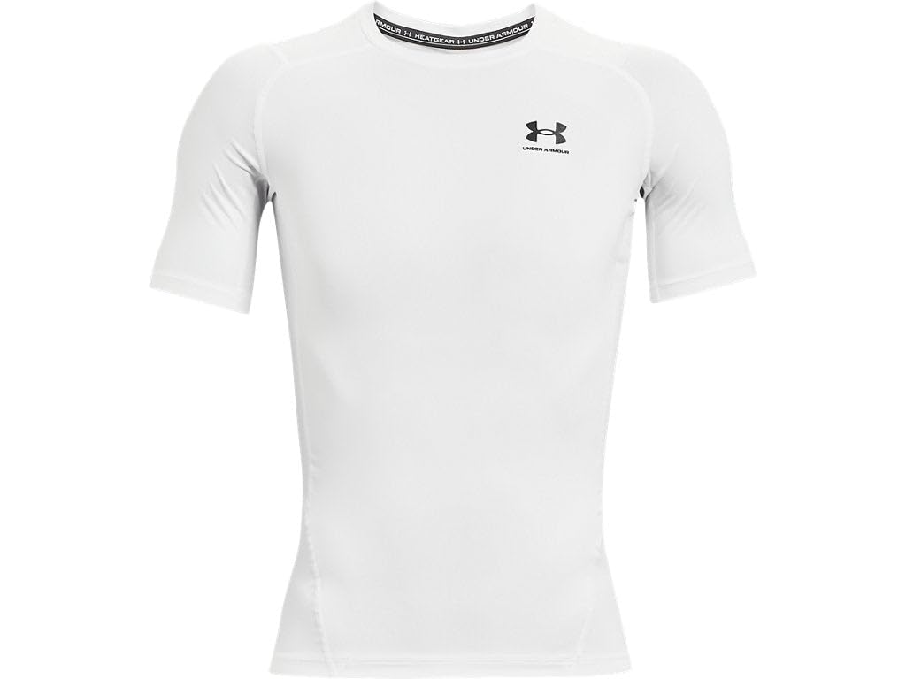 Under Armour Men's Husky Boys' Big & Tall HeatGear Comp Short Sleeve, White/Black