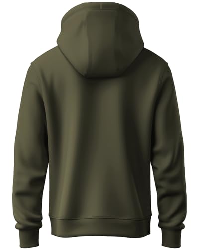 ADRO Men's Cotton Neck Hooded Sweatshirt (H24-M-DREAM-OL_Olive