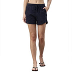 Enamor Essentials Womens Relaxed Fit Mid Rise 100% Cotton Mid-Thigh Length Shorts With Adjustable Waistband & Pockets - E078(E0