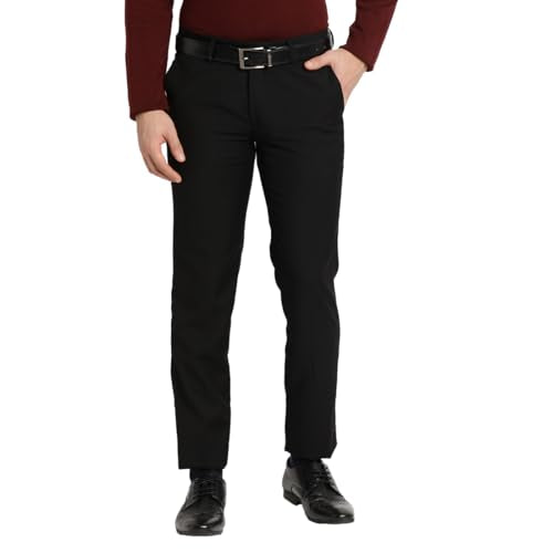 Turtle Men Terry Rayon Slim Fit Black Formal Trouser
