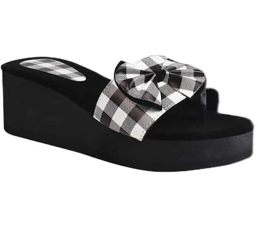 WOMEN STYLISH,COMFORTABLE SLIDERS SLIPPERS  BZCOVERINGBLACK&WHITE7 7