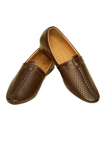 Manyavar MenS Faux Leather Pull On Loafers(Dark Brown,08 No.)