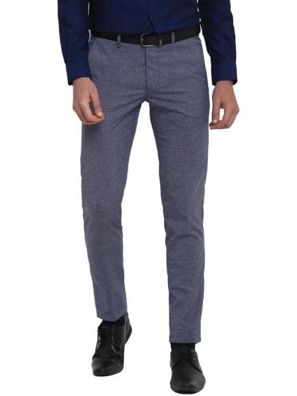 Turtle Men Blue Self Design Ultra Slim Fit Trousers