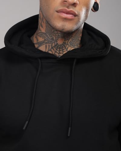 ADRO Hoodies for Men | Printed Regular Fit Hoodie for Men | Cotton Hoodie | Mens Hoodies | Sweatshirt for Men | Hooded Hoodie|H24-M-PLN-BL-M Black (Medium)