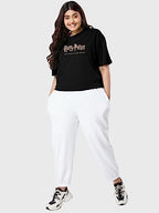 Bewakoof X Official Harry Potter Merchandise Womens Order of The Phoenix Graphic Printed Cotton Jersey Plus Size T-Shirt - Over