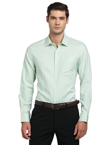 Turtle Men 100% Cotton Regular Fit Dobby Light Green Formal Shirt