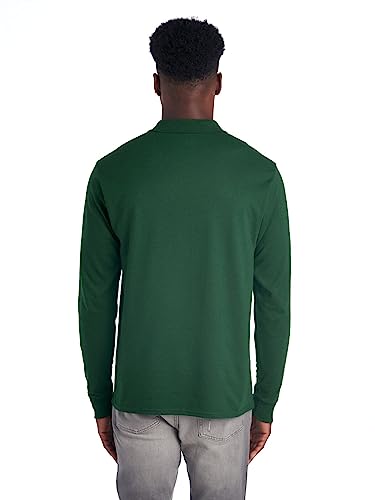 Jerzees Men's SpotShield Stain Resistant Polo Shirts (Short & Long, Long Sleeve-Forest Green, Medium