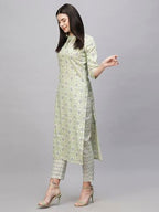 ANNI DESIGNER Womens Cotton Blend Straight Printed Kurta with Pant (Babita Green_XXL_Green_XX-Large)