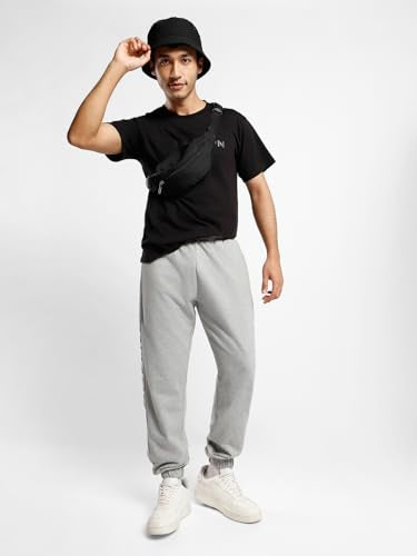 Nobero MenS Relaxed Fit Track Pants (1M-Bwjg-R0089_Grey Melange