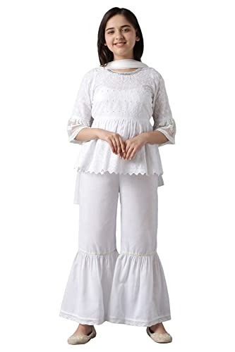 Aurelia Girl'S Cotton Blend Kurta & Sharara & Dupatta (22Aug10226B