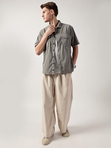 Thomas Scott MenS Regular Fit Half Sleeve Corduroy Casual Shirt
