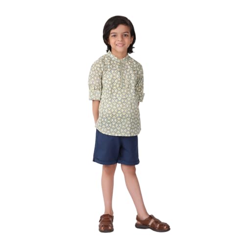 Fabindia BoyS Blue Cotton Woven Shorts (200081001