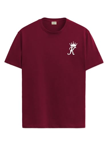 ADRO Men's Solid Regular Fit T-Shirt (RN24-STICK-KK-MR_Maroon