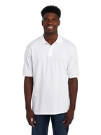 Jerzees Men's SpotShield 2 Button Rib Knit Polo Shirt_4XL_White