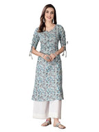 Stylum Women'S Floral Printed Cotton Blend Straight Kurta (Gillygrey44_Grey, Xxl)