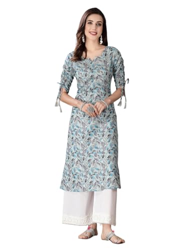Stylum Women'S Floral Printed Cotton Blend Straight Kurta (Gillygrey44_Grey, Xxl)