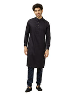 Manyavar Sytlish Solid Pattern Full Sleeves Kurta And Churidar Set For Men - (Blue, X-Large)