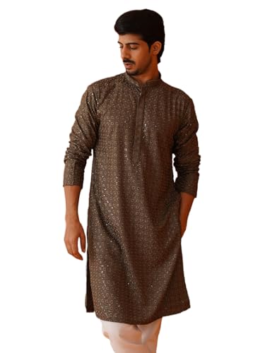 Jompers Mens Embroidered Chikankari And Sequins Kurta Set