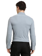 Turtle Men Grey Slim Fit Dobby Nylon Stretch Formal Shirt
