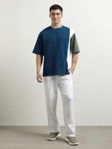 Nobero Men Colorblock T-Shirt With Joggers