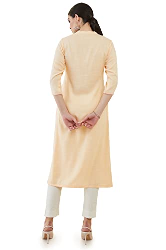 Soch Light Yellow Rayon Kurta With Multicolour Floral Embroidery