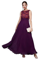 Miss Chase WomenS Sweet-Heart Neck Cap Sleeve Self-Designed Pleated Maxi Dress (Mcss25D91-85-732-02, Royal Purple, Xs)