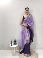 Shiv Textiles Womens Gorgette Less Border Zip And Go Pre-Stitched Saree  Effortless Wear & Comfort : Ready To Wear Saree(Sb-St-R