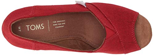 TOMS Women's Classic Espadrille Wedge Sandal, red Crosshatch Jacquard, 7
