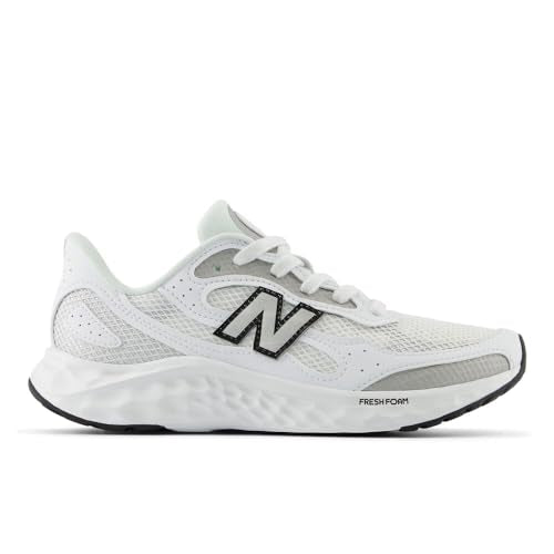 New Balance Women's Fresh Foam Arishi V4 Running Shoe, Nb White/Silver Metallic/Black, 9 Wide