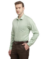 Turtle Men 100% Cotton Regular Fit Light Green Printed Full Sleeve Formal Shirt