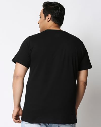 Bewakoof Official Marvel Merchanidse Mens Graphic Printed Regular Fit Half Sleeve Round Neck Cotton Plus Size T-Shirt_340234_Bl