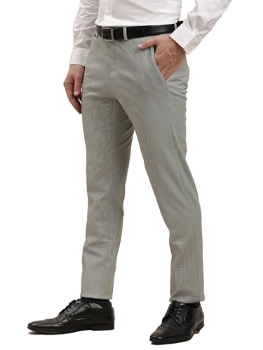 Turtle Men Cotton Stretch Solid Ultra Slim Fit Grey Formal Trouser