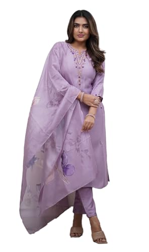 Fashion Basket Soft Rayon Printed Kurta Set For Women Purple
