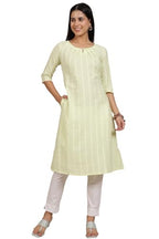 Aurelia Women'S Green Yarn Dyed Cotton Blend Flarred Kurta (Size: Xl)-A15636-704816