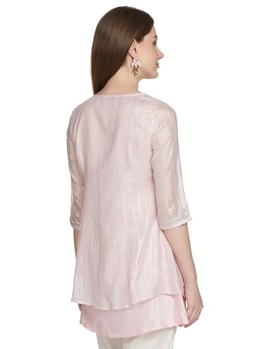 Aurelia Pink Foil Print Regular Kurti For Women
