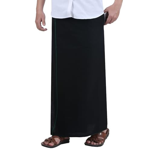 Prakasam Cotton MenS Black Single Dhoti With Pocket - Size Medium (Hip 34-38)