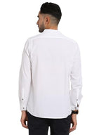 Turtle Men 100% Cotton White Self Design Slim Fit Casual Kurta Shirt